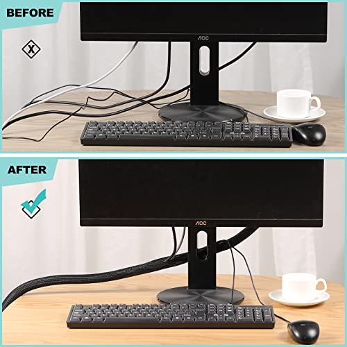 Demonstration of cutting cable sleeve with scissors
