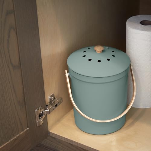 KIBAGA sage compost bin placed in a kitchen setting