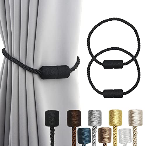 Porlau magnetic curtain tiebacks black set