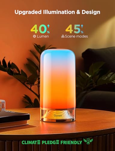 Govee bedside lamp displaying rainbow color effect