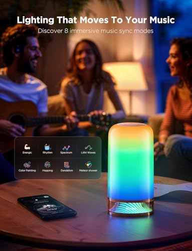 Govee H6022 lamp on a bedroom nightstand
