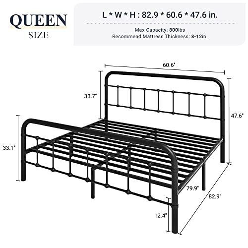 Black metal frame with vintage curved headboard