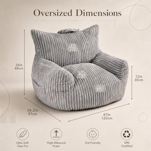 MaxiBean large bean bag in Stripe Grey