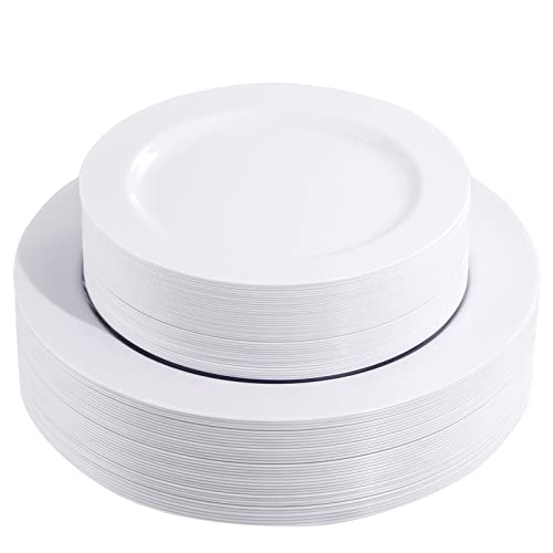 FLOWERCAT 60PCS white plastic plates set