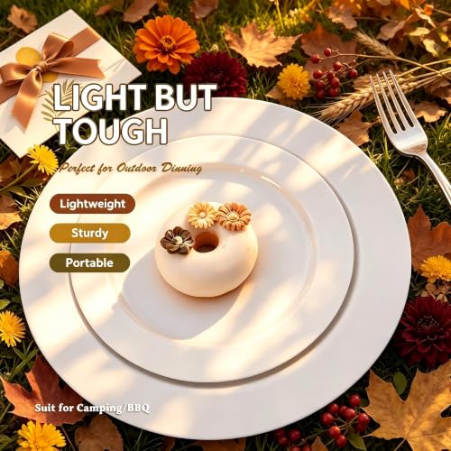 Heavy duty white plastic dinnerware
