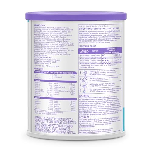 Bubs Whole Goat Milk Infant Formula side nutritional info