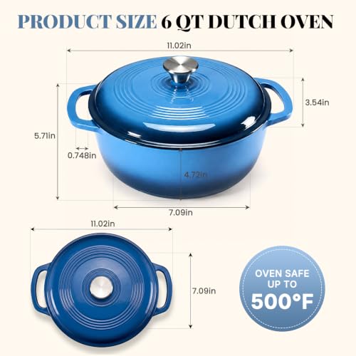 Top down view of the DUMOS Gradient Blue Dutch oven lid