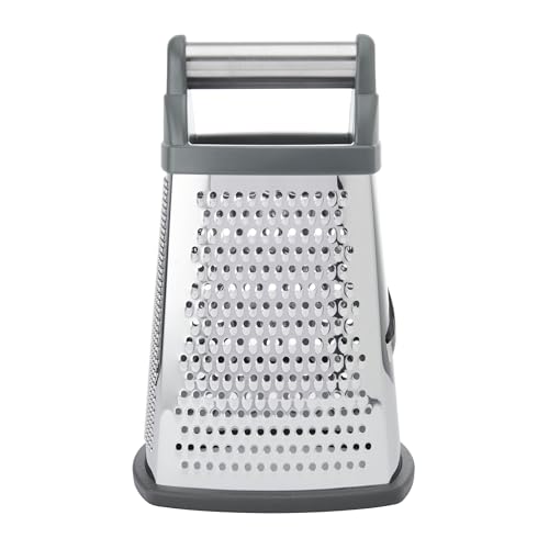 Close up of stainless steel grating blades on KitchenAid tool