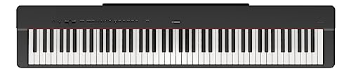 Close up of Yamaha P225B weighted keys