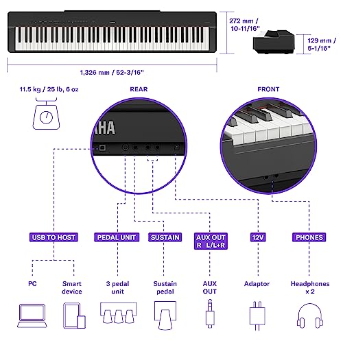 Yamaha P225B sustain pedal and power adapter