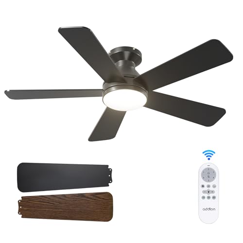 addlon 42 Inch Black Low Profile Ceiling Fan with Light