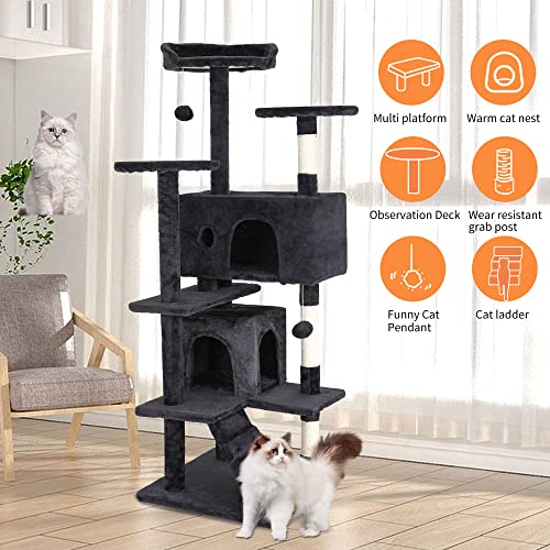Dark Gray cat tree tower base and structure