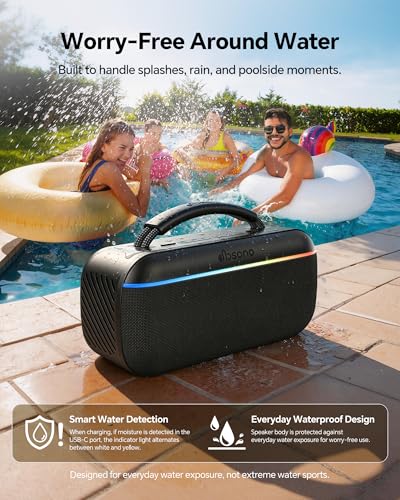 Speaker shown in outdoor environment