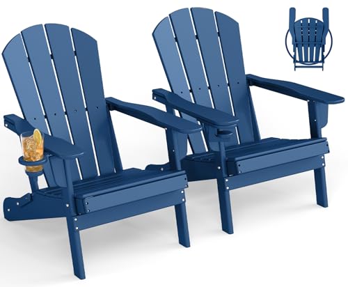 GREENVINES blue folding Adirondack chair set