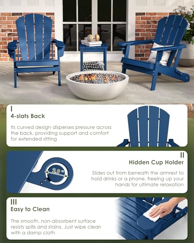 Wide armrest of blue HDPE chair