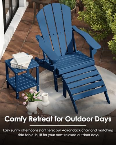 Set of two blue chairs on lawn