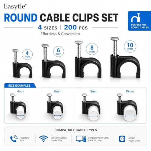 Close up of 4mm black cable clip