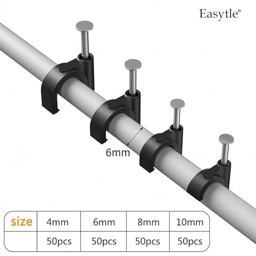 Close up of 6mm black cable clip