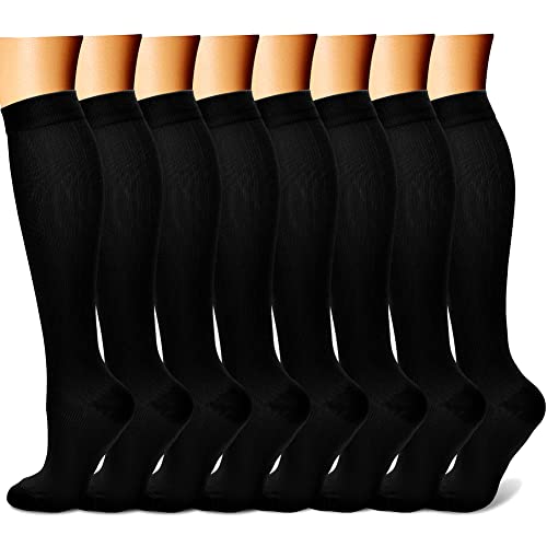 CHARMKING Compression Socks 8 Pairs Black Small-Medium