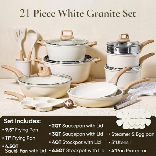 CAROTE 21pcs set frying pans and stockpots