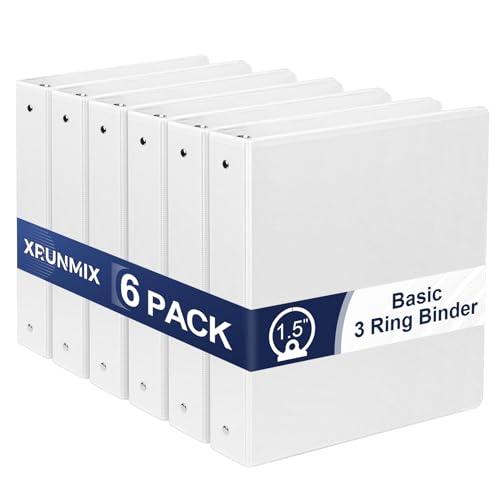 XRUNMIX 1.5-inch white binder 6-pack front view