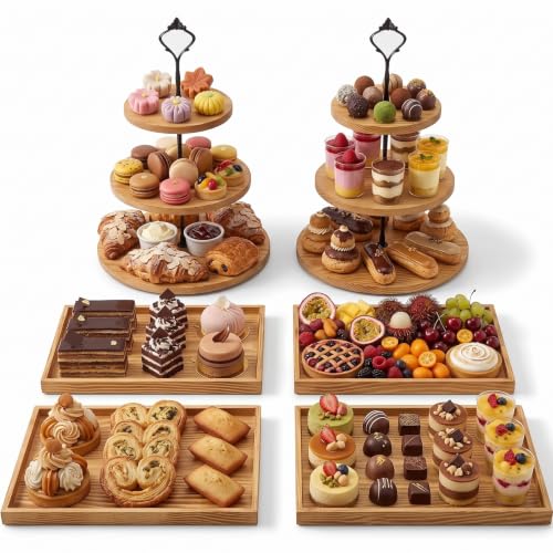 Maolooki 6pcs Wooden Dessert Table Display Set
