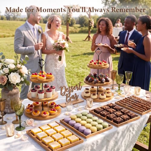 Four individual wooden serving trays included in the set