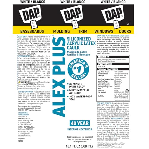Professional result using DAP white acrylic caulk