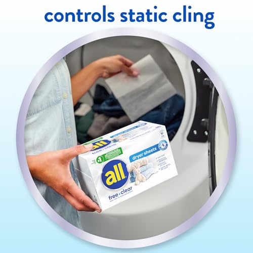 all free clear Fabric Softener Dryer Sheets for Sensitive Skin, 195 Count back panel