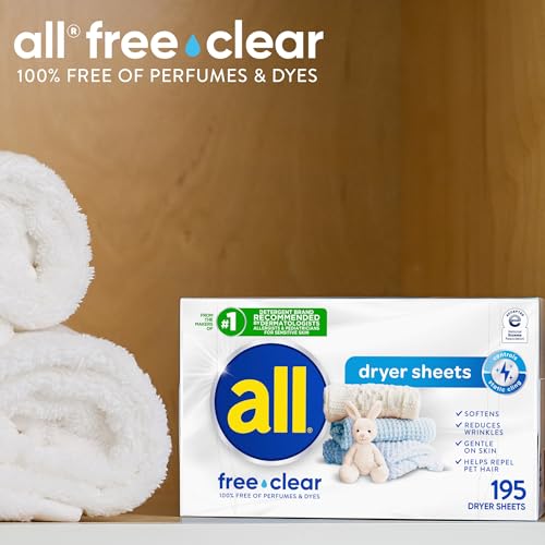 all free clear Fabric Softener Dryer Sheets for Sensitive Skin, 195 Count lifestyle laundry room