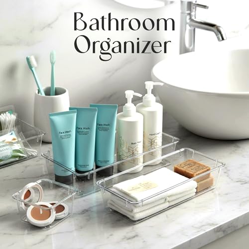 Assorted sizes in KICHLY 25-Piece Clear Drawer Organizer Set