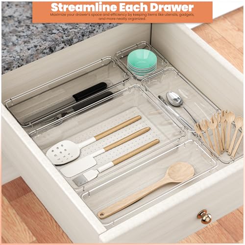 Full collection of KICHLY 25-Piece Clear Drawer Organizer Set