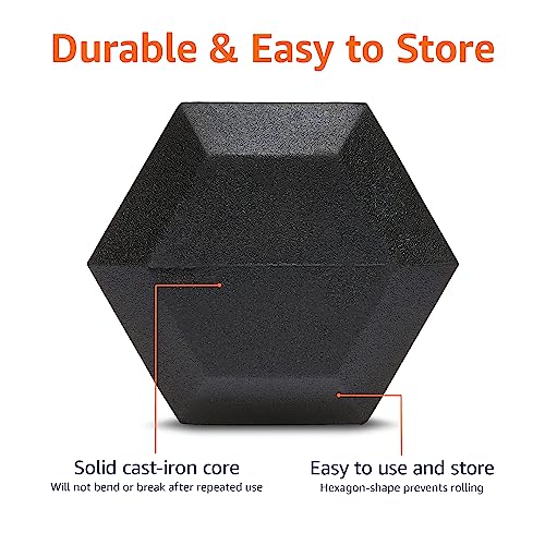 Hexagon-shaped end of the Basics rubber dumbbell