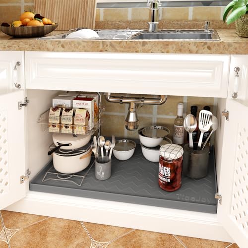 Dark gray silicone cabinet liner surface