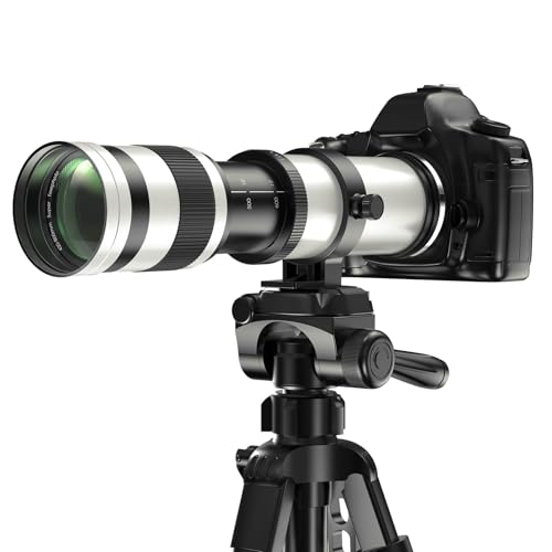 Lightdow 420-800mm white telephoto lens front view