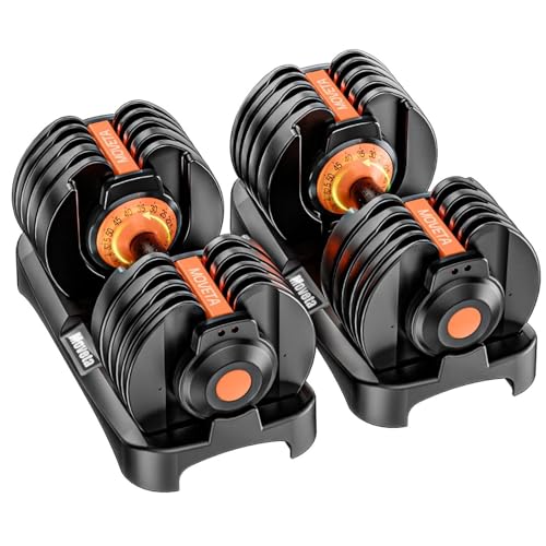 Moveta 52.5 lb adjustable dumbbells set in orange