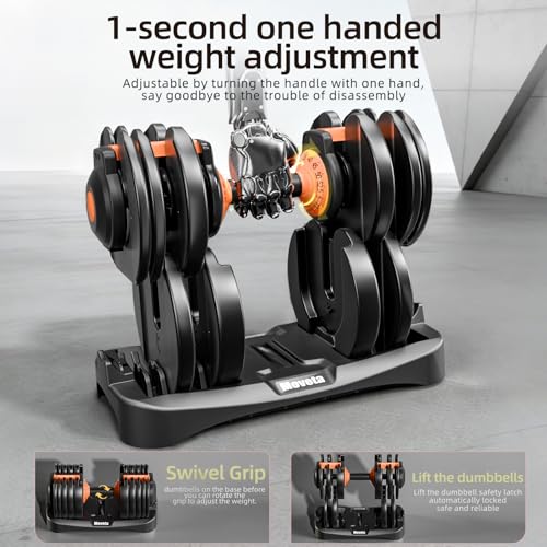 Moveta adjustable dumbbells inside nylon storage base