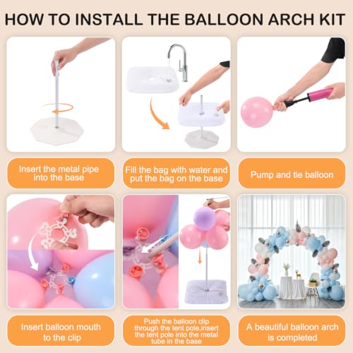 Balloon arch stand setup diagram for event decoration