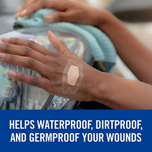 Close up of Nexcare clear waterproof bandage