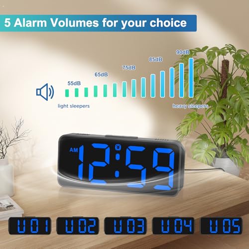 Peakeep alarm clock with blue digit display