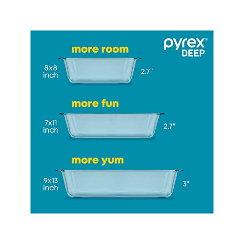 9x13 inch Pyrex deep baking dish with lid