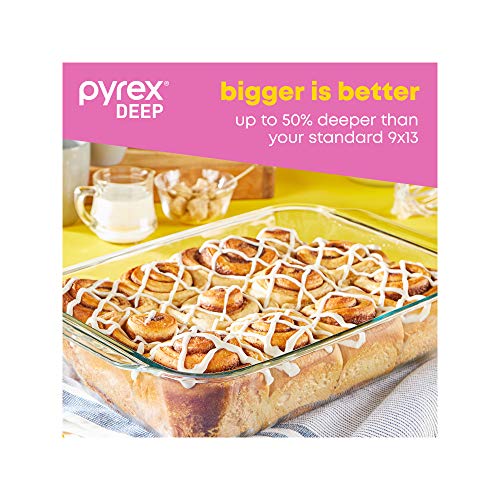 Side profile of deep glass baking dish