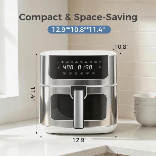 Air fryer viewing window and interior light