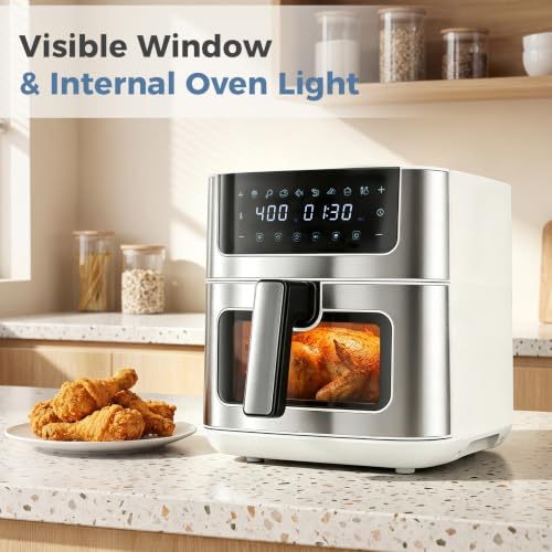 Air fryer cooking a whole chicken