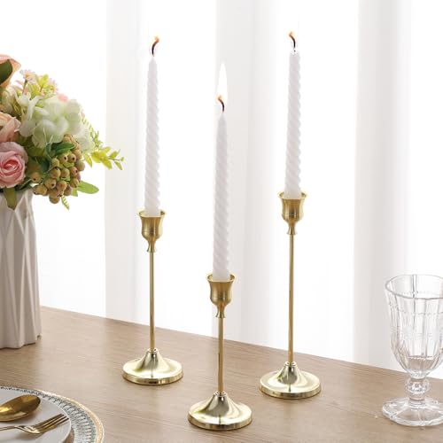 Tiered height gold candlestick design