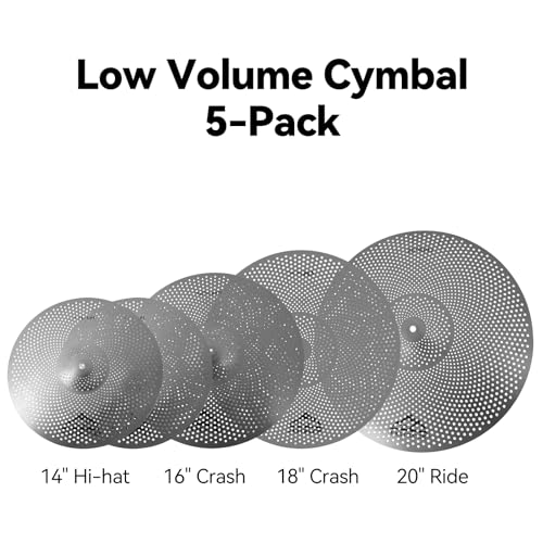 Silver low volume cymbals side by side