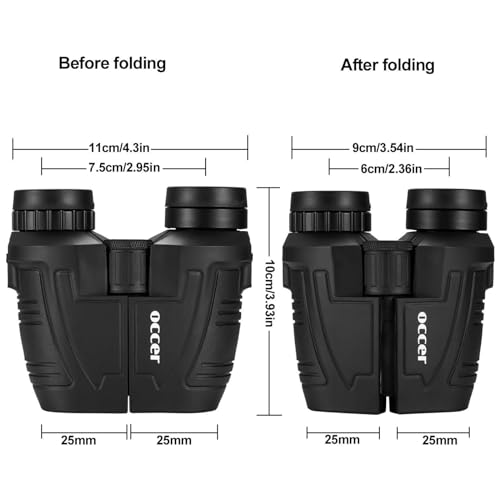 Compact binoculars showing rubber armor grip