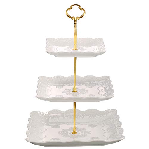 Sumerflos 3 tier porcelain cupcake stand front view