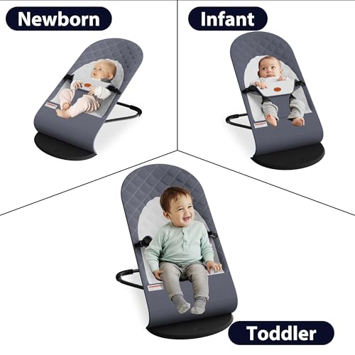 Side profile of Mommyhug bouncer with toy bar