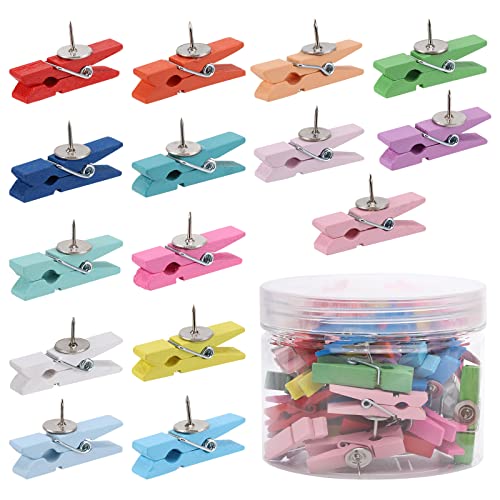 acDesign wooden clip push pins in a container